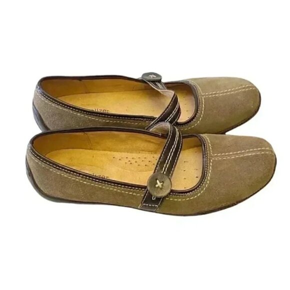 Naturalizer Mary Jane Leather Ballet Flats Round Toe Comfort Shoes Tan Brown 6 - Picture 3 of 16